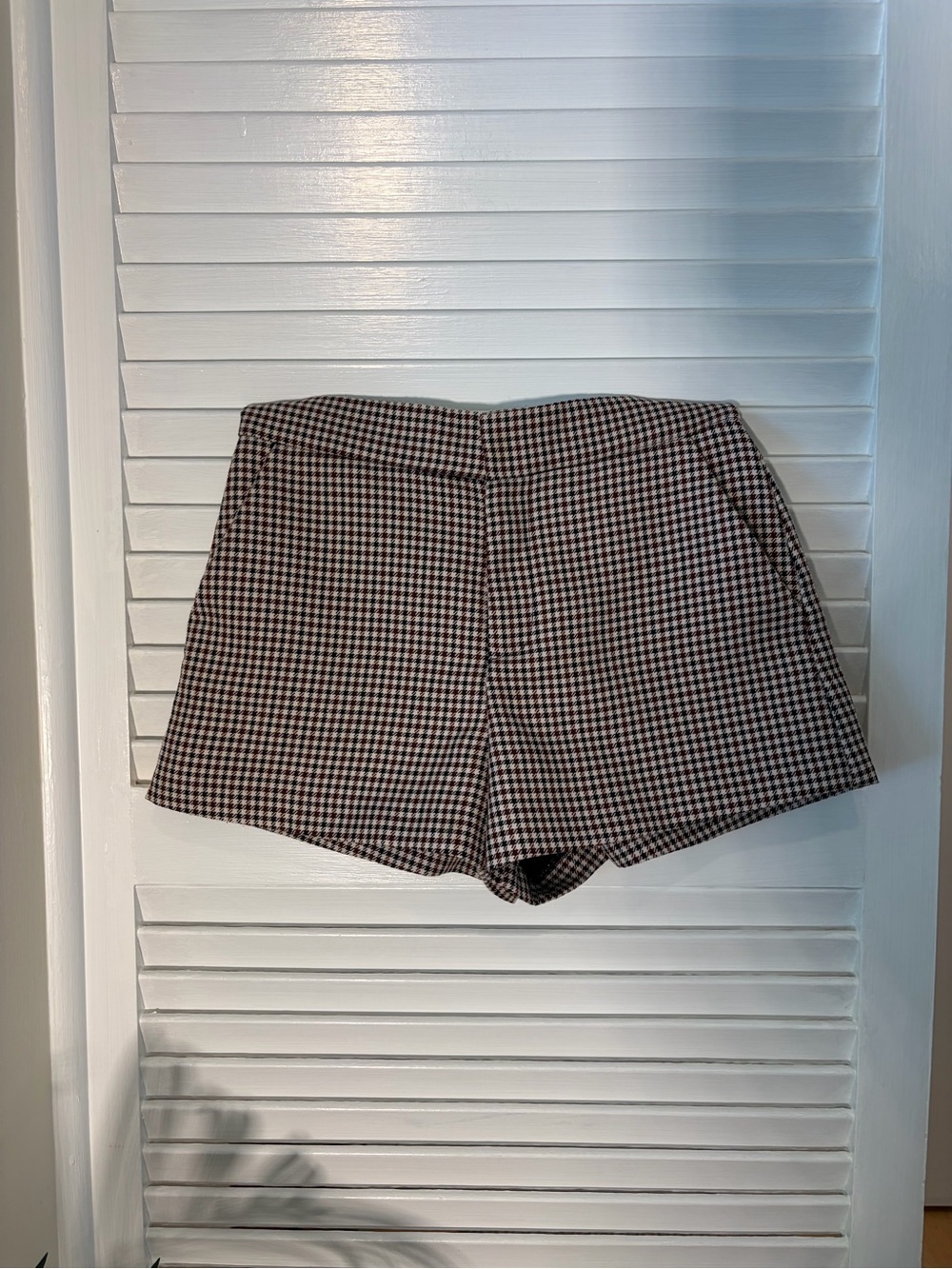 Zara Houndstooth Tailored Shorts - Brown & White